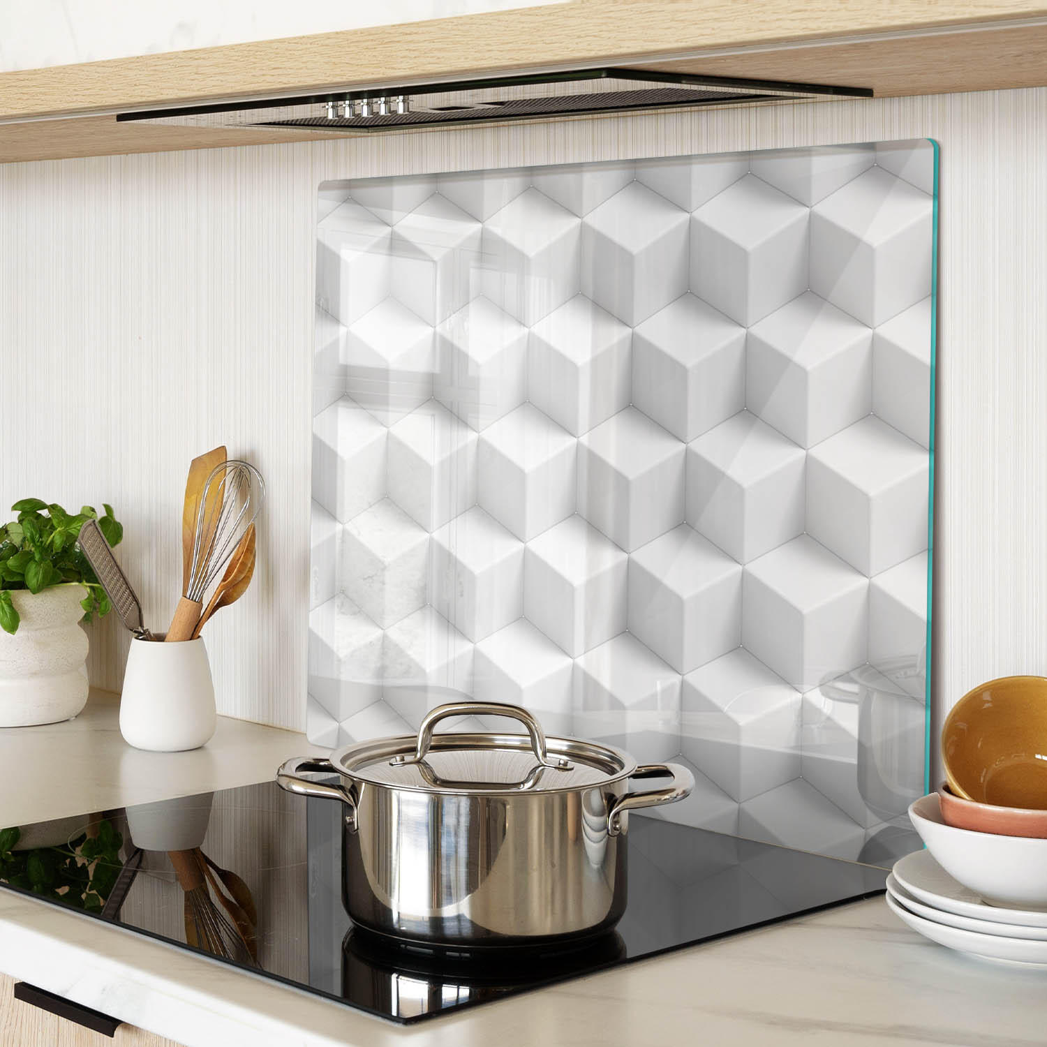 GLASPLATTE 60x52 cm 3D - Weiß, Glas (60/0.4/52cm) - TULUP