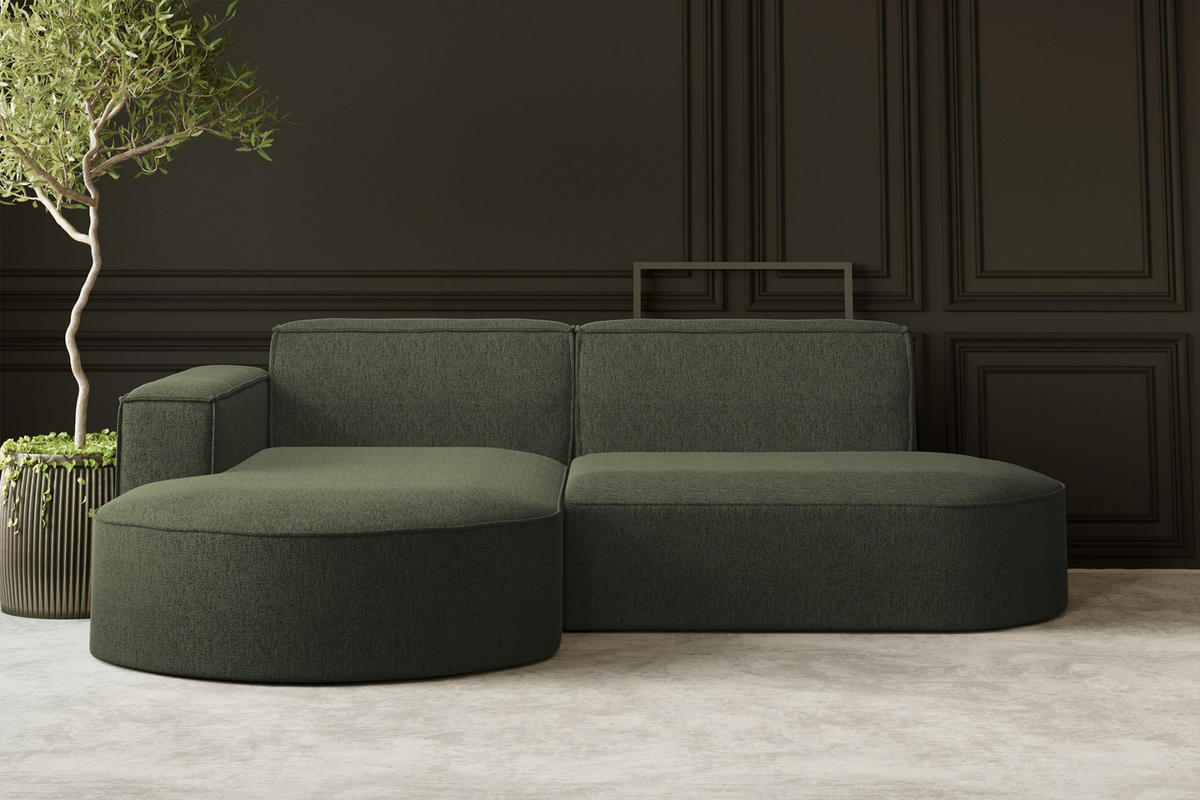 ECKSOFA MODENA L STUDIO Stoff Verita Dunkelgrun Links - Dunkelgrün, Holz (165/236cm) - Kaiser Möbel