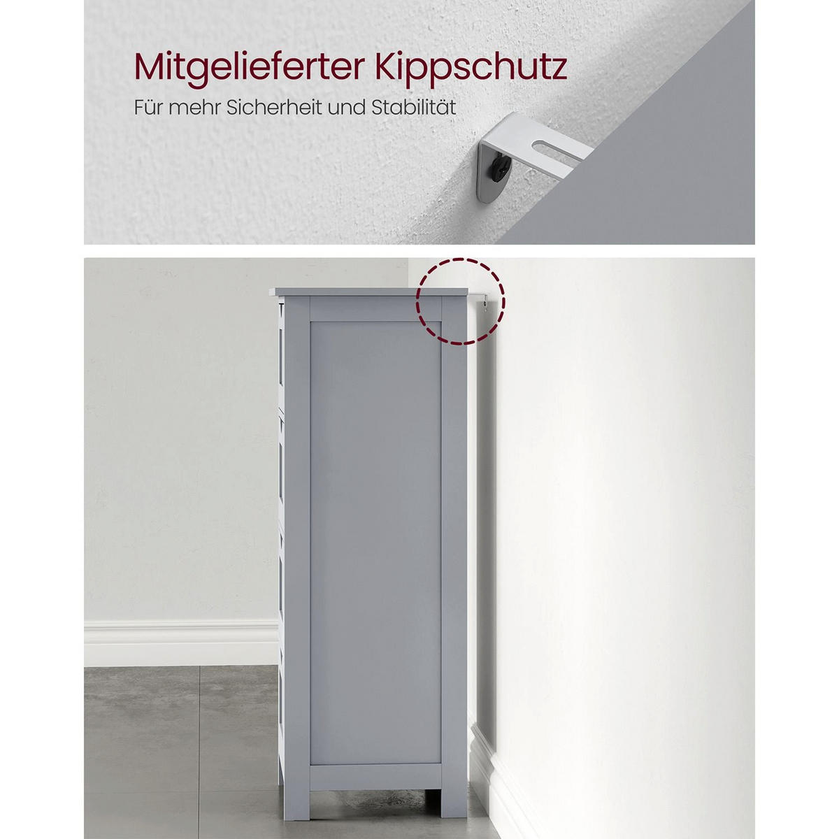 BEISTELLSCHRANK LUSAKA - Grau, Holzwerkstoff (30/82/30cm) - Hansiro