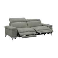 3-SITZER Sofa Talisman Echtleder mit 2 x Relaxfunktion Perlgrau - Hellgrau, Leder/Metall (216/80/100cm)