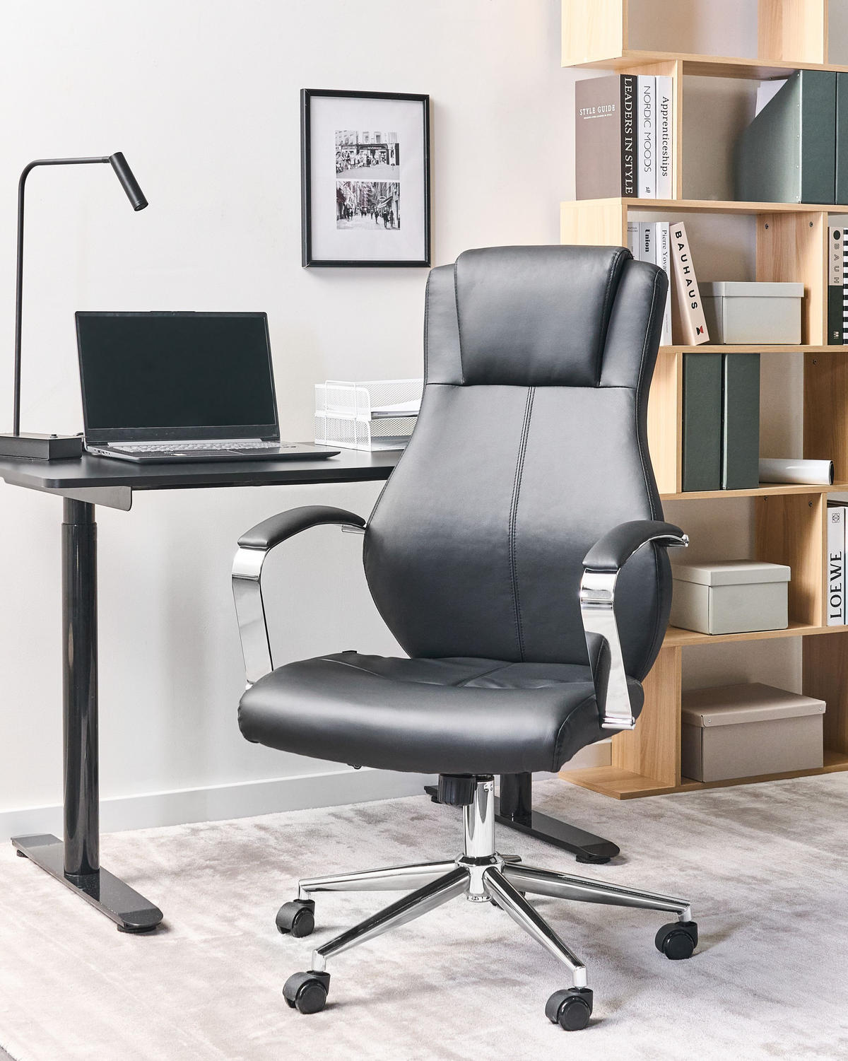 CHEFSESSEL Schwarz Adept - Silberfarben/Schwarz, Kunststoff (70/115/70cm) - Beliani