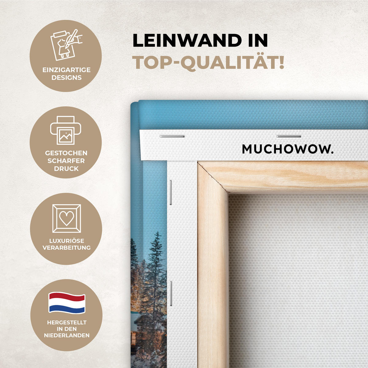 LEINWANDBILD Winterlandschaft - Natur - Haus - Berge - Schnee 20x20 cm - Hellblau, Textil (20/20cm) - MuchoWow