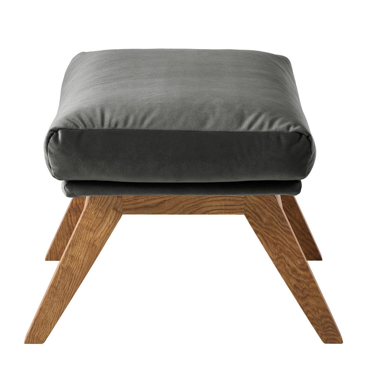 POLSTERHOCKER mit Holzfüßen - Eichefarben/Grün, Eichenholz/Textil (51/37/41cm) - home24