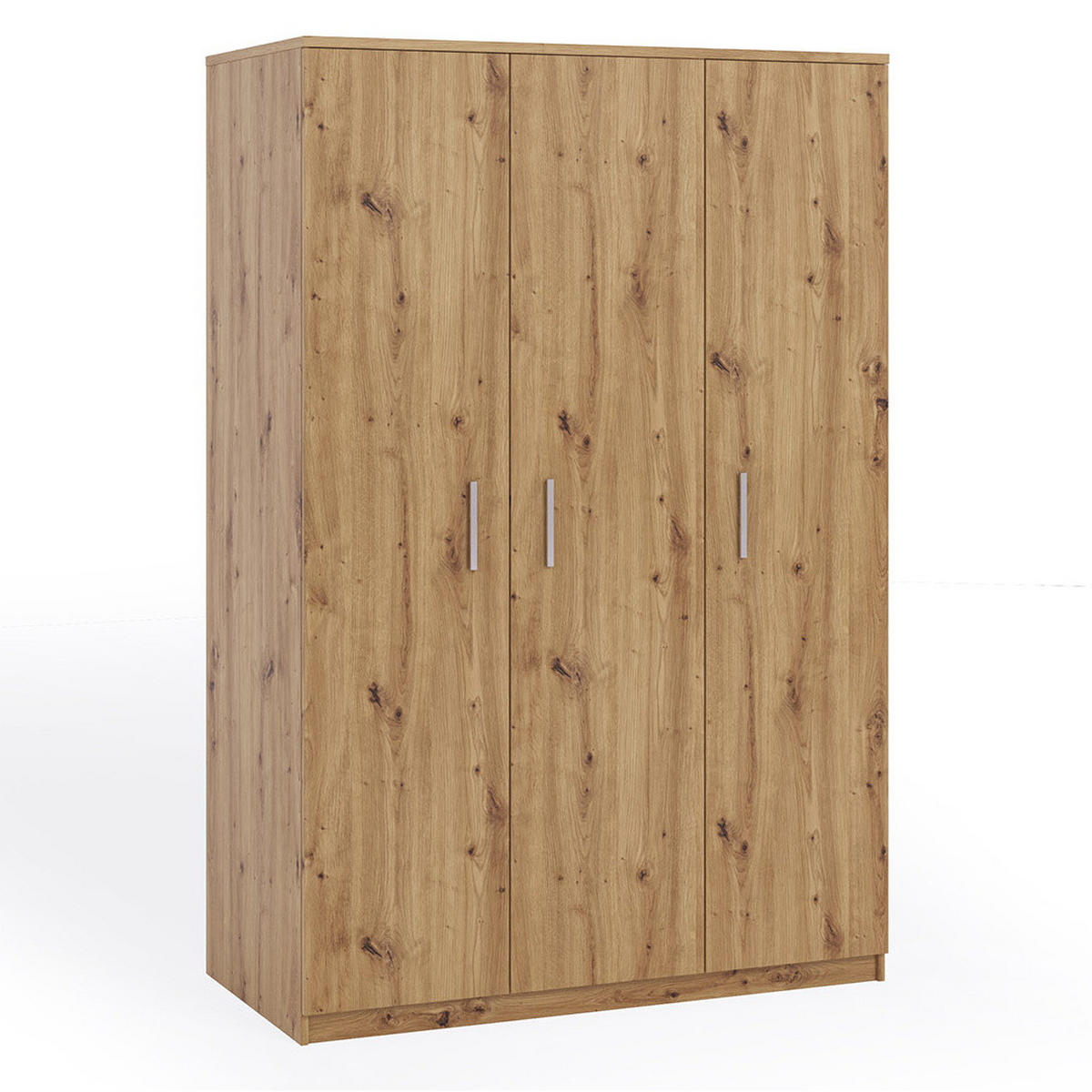 KLEIDERSCHRANK Tamiza 3-türig 135 cm breite - Silberfarben/Eiche Artisan, Holzwerkstoff/Kunststoff (135/202/65cm) - Ravio