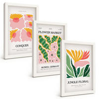 BILDER SET 3er Set - 20x30 cm Weißer Rahmen - Blumen und Blätter – moderne Poster - Weiß, Kunststoff (20/30cm) - TULUP