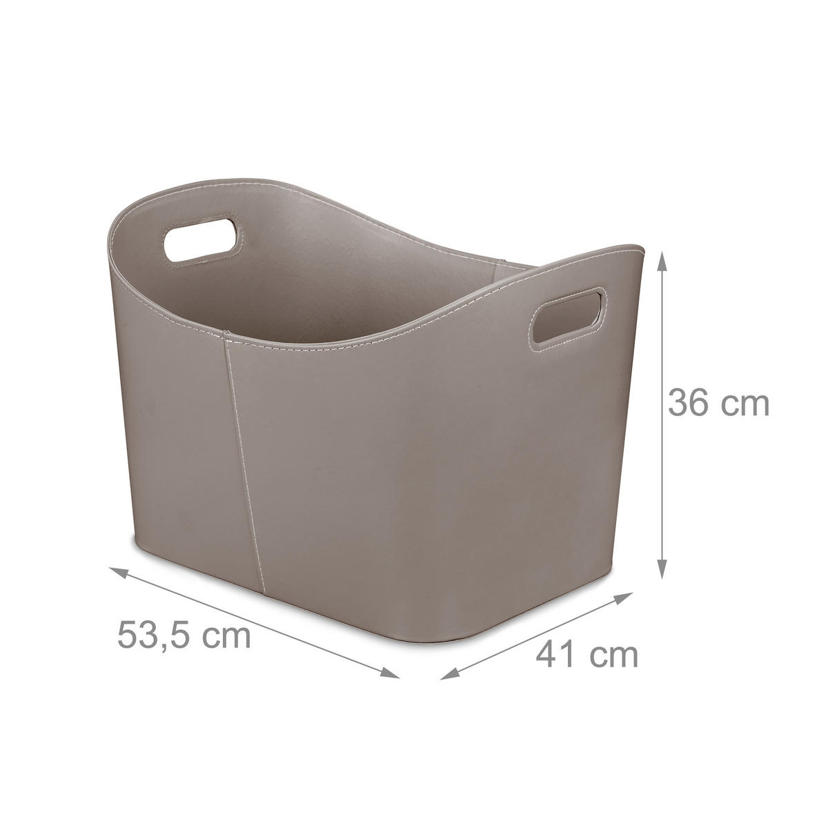 HOLZKORB - Anthrazit, Wellpappe/Kunststoff (53.5/36/41cm) - Relaxdays