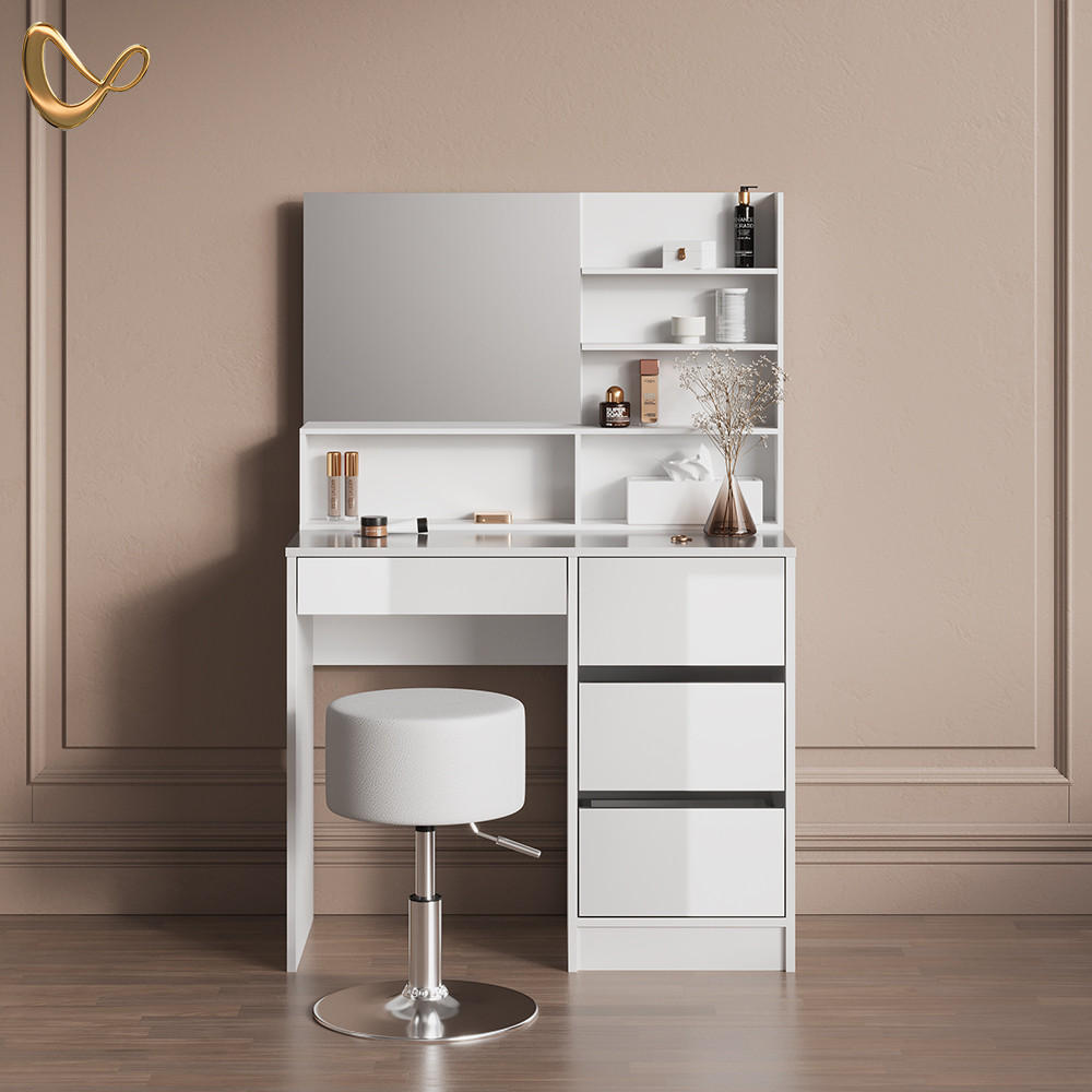 SCHMINKTISCH Imola Weiß 140 cm mit Hocker - Weiß, Holzwerkstoff (140/75/40cm) - Livinity®
