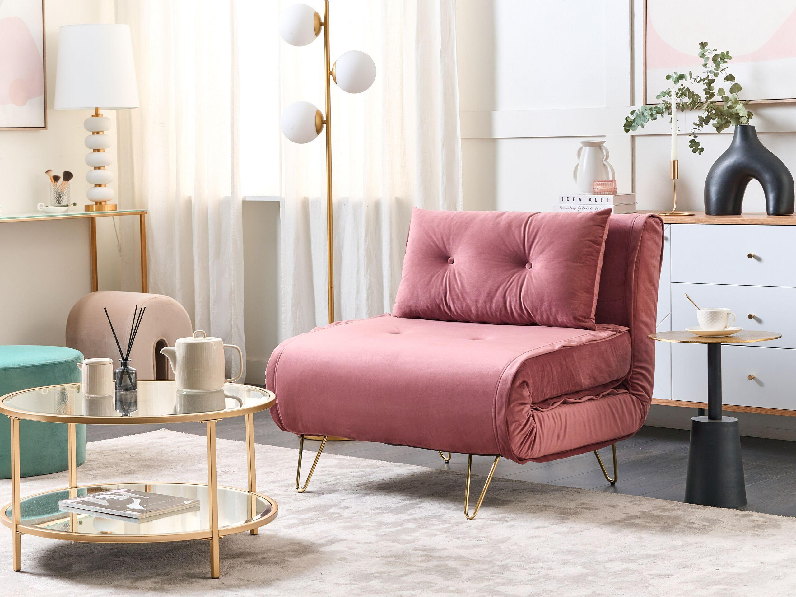 SCHLAFSOFA Samtstoff Rosa Vestfold - Pink, Textil (85/81/78cm) - Beliani