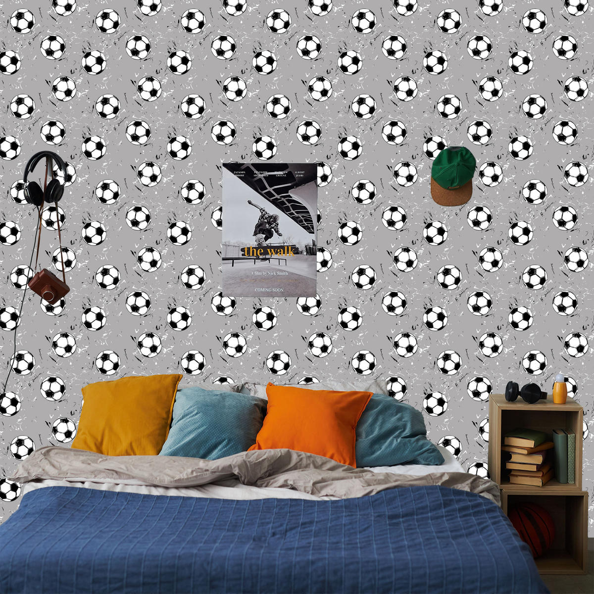 VLIESTAPETE Fußbälle – Schwarz, Weiß, Grau – 50x1000 cm - Schwarz/Weiß, Papier (50/1000cm) - Muralo