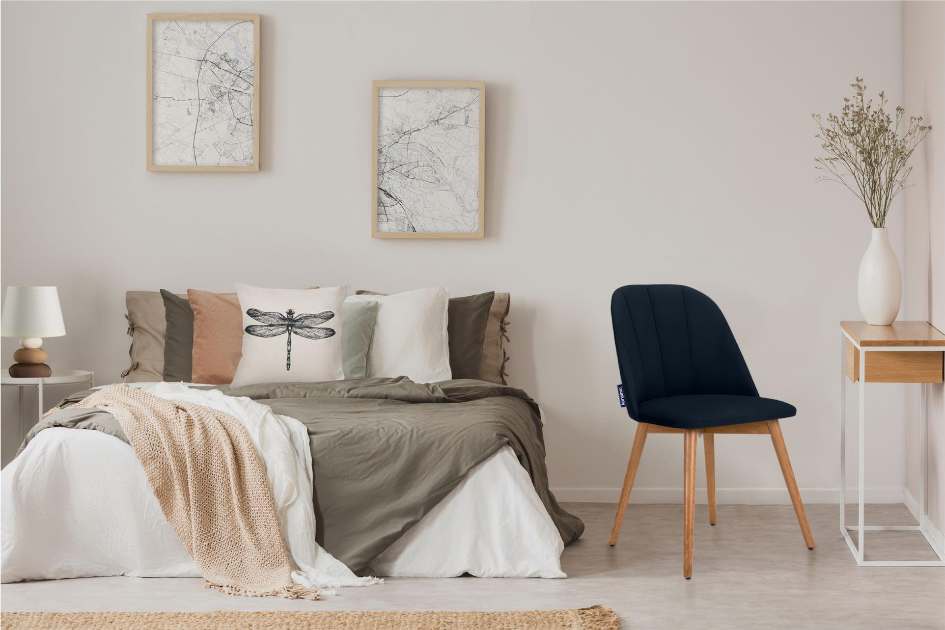 Thumbnail - Konsimo® Esszimmerstühle, Blau, Dunkelblau, Eiche, Holz, Echtholz, 48x86x44 cm, Esszimmer, Stühle, Esszimmerstühle, Vier...