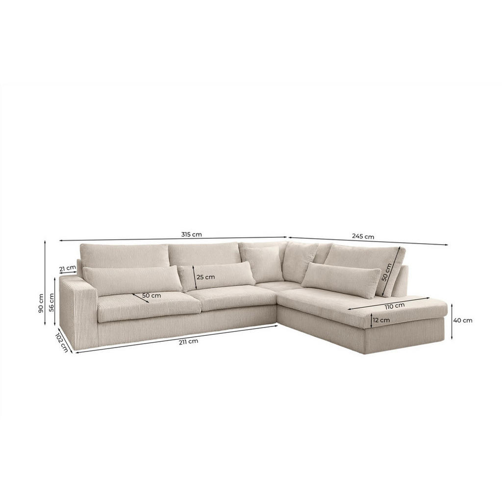 Thumbnail - Fun Möbel Ecksofa, Grün, Textil, Ottomane rechts, 315x245 cm, Wohnzimmer, Sofas & Couches, Wohnlandschaften, Ecksofas