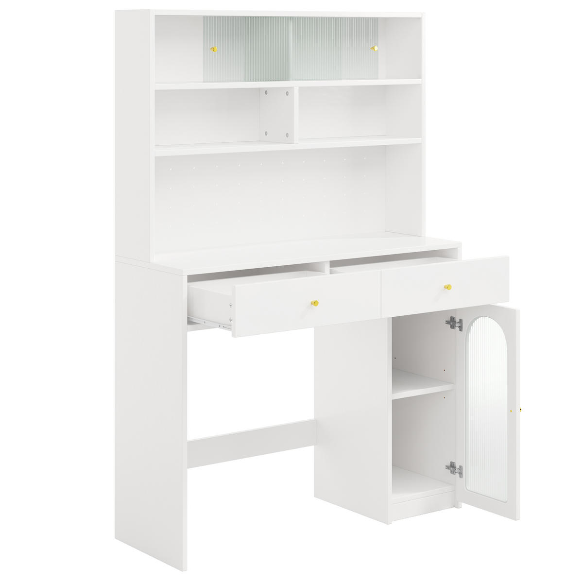 BUFFET-SET 120/45/180 cm weiß aus MDF mit klappbarem Esstisch - Weiß, Holzwerkstoff (120/180/45cm) - OKWISH