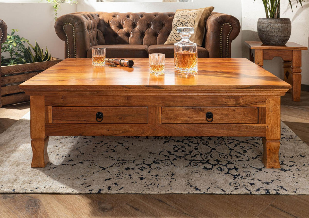 COUCHTISCH Akazie 120x75x40 honig lackiert OXFORD #0445 - Braun, Holzwerkstoff (75/120/40cm)