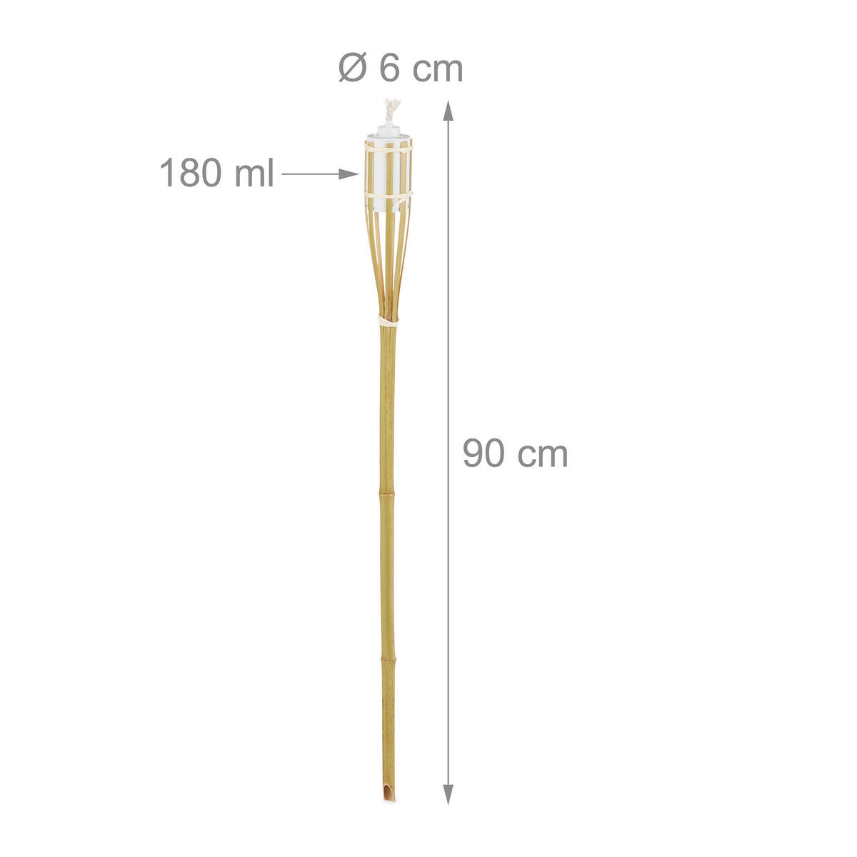 16XGARTENFACKEL - Hellbraun, Holz/Metall (90cm) - Relaxdays