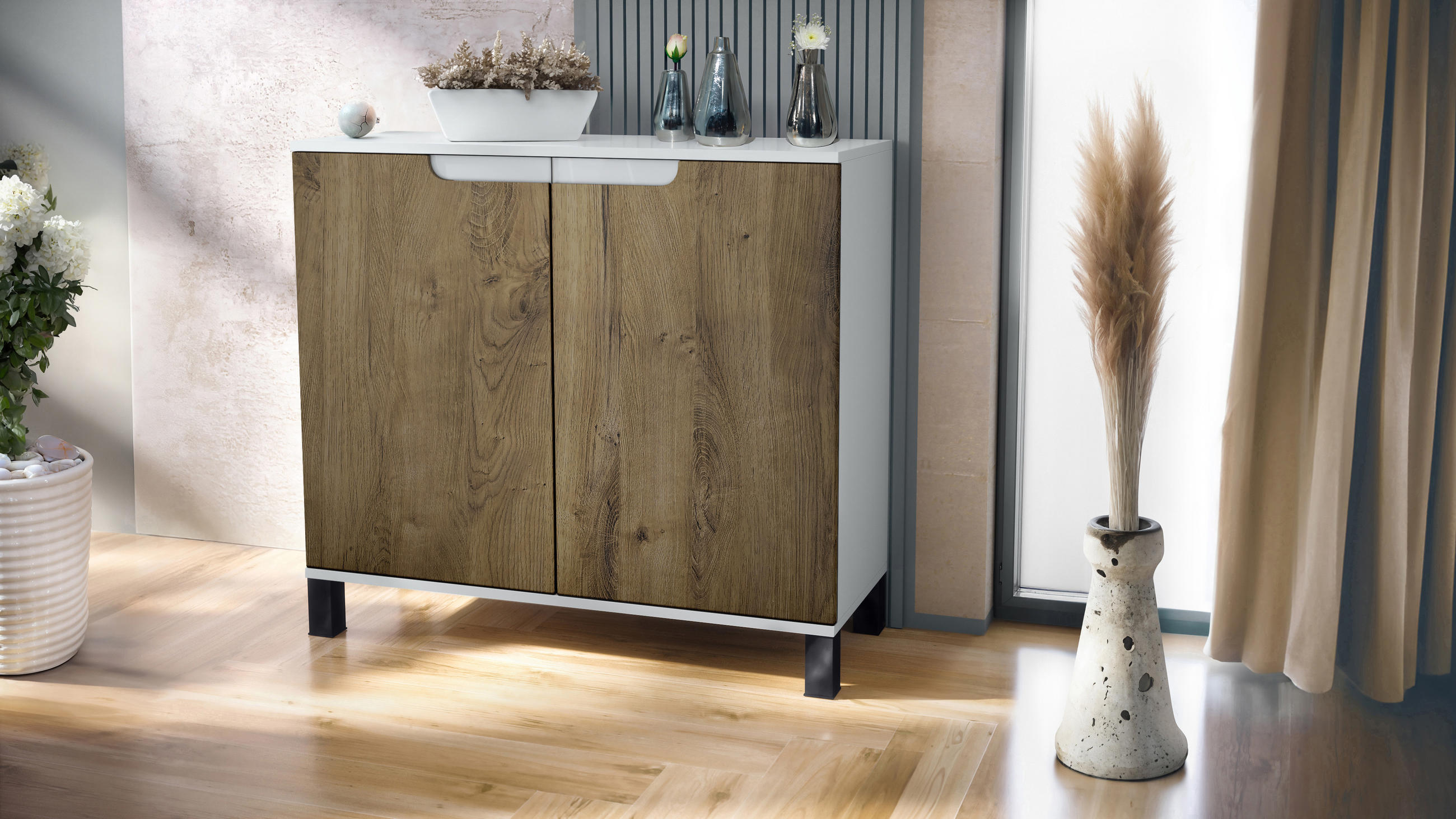 KOMMODE Sylt Eiche Ribbeck - Alteiche, Holzwerkstoff (92.5/84.5/35cm) - Vladon