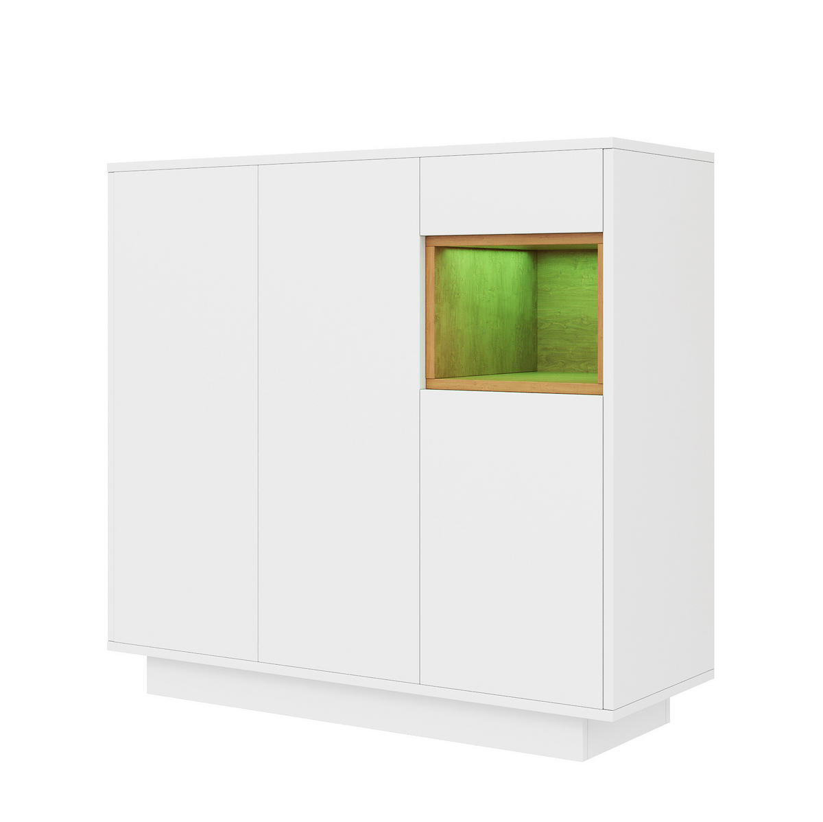 SCHUHSCHRANK 105/39,5/100,5 cm in Weiß/Natur mit LED-Beleuchtung und Schublade - Naturfarben, Holzwerkstoff (105/100/39cm) - Flora Grace