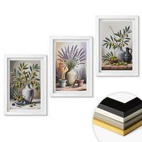 WANDBILDER 3er-Set - 20x30 cm Weißer Rahmen - Olivenblüten in Vasen im Hintergrund - Weiß, Kunststoff (20/30cm) - ArtPrintCave