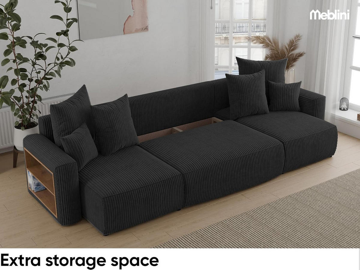 ECKSOFA SOLARIS U - Schwarz, Holzwerkstoff (312/142cm) - Meblini