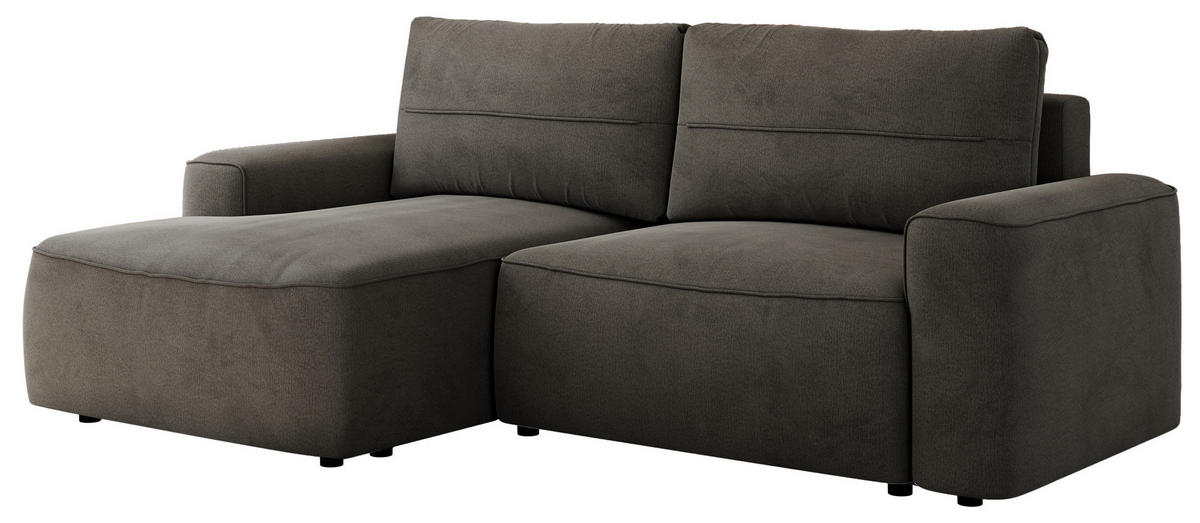 ECKSOFA BELLUNO L Dunkelgrau Velvet - Links - Dunkelgrau/Schwarz, Textil (144/233cm) - MKS