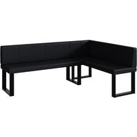 ECKBANK PETER_U - Schwarz, Leder (142/196cm) - Meblini