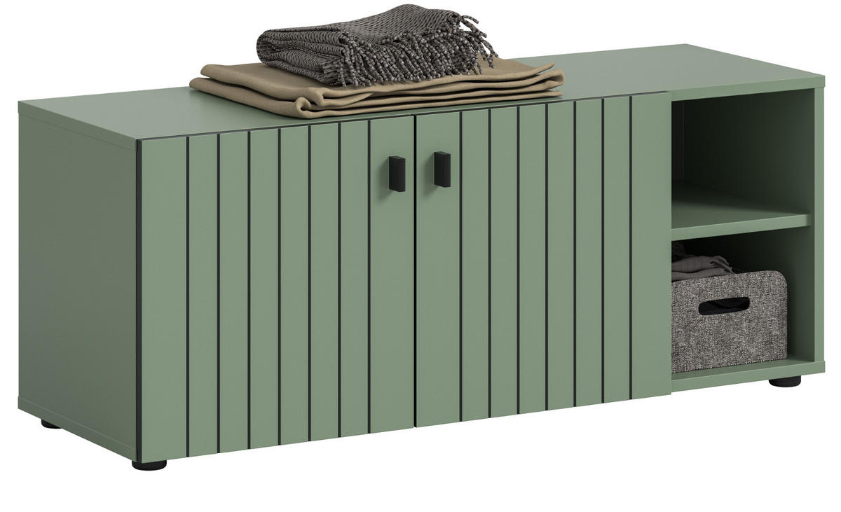 GARDEROBENBANK grün 106 cm, Garderobe Sitzbank mit Stauraum - Schwarz/Grün, Holzwerkstoff/Kunststoff (106/43/37cm) - Inn.Furn