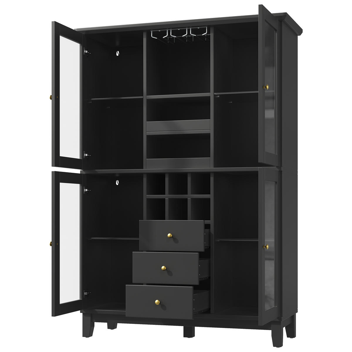 WEINSCHRANK LED App 180.5x120x40Cm Glas Flaschenhalter - Schwarz, Holzwerkstoff (120/180.5/40cm) - FLIEKS