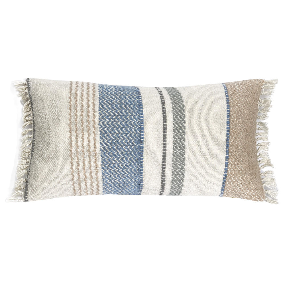 DEKOKISSEN Meerblick Bouclé mehrfarbig 37x70 - Blau/Multicolor, Textil (70/37/12cm) - Malagoon