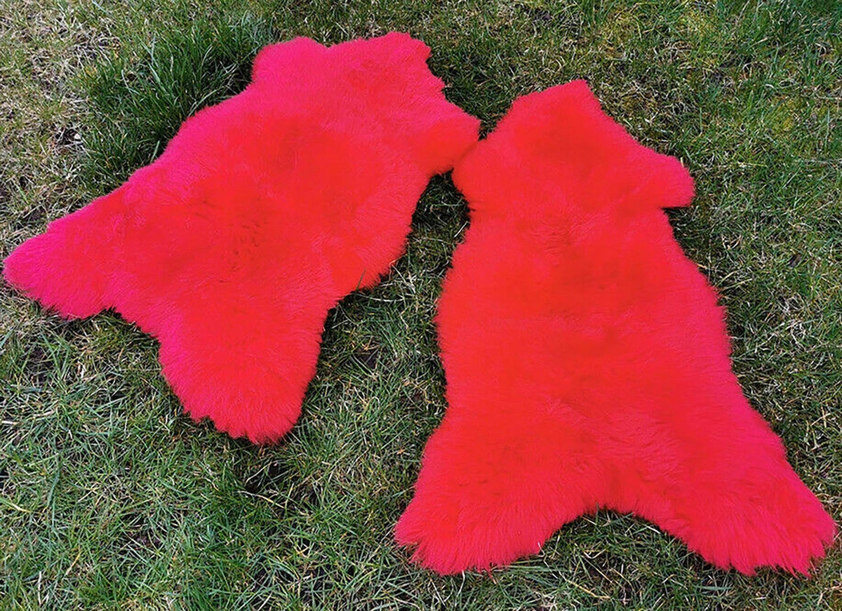 LAMMFELL Öko bunt gefärbt weich Fell Teppich Scarlett ca. 110 cm - Hellrot, Fell (60/110cm) - Provellus