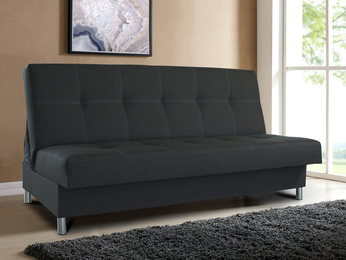 SCHLAFSOFA Bella - Silberfarben/Schwarz, Holz/Kunststoff (187/94/90cm)