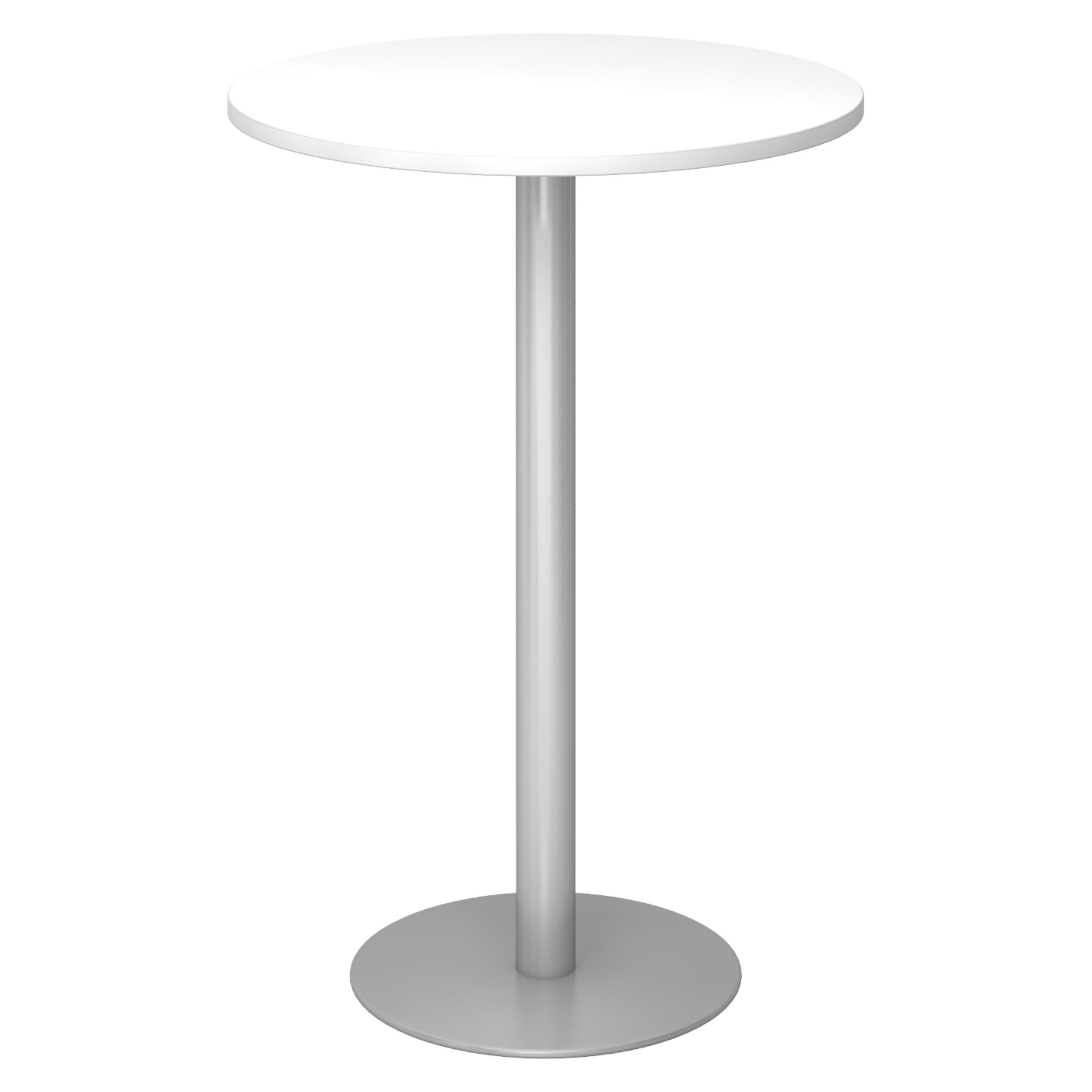 STEHTISCH rund STH 80/80/111,6 cm in Weiß/Silberfarben - Silberfarben/Weiß, Holzwerkstoff (80/80/111.6cm) - bümö