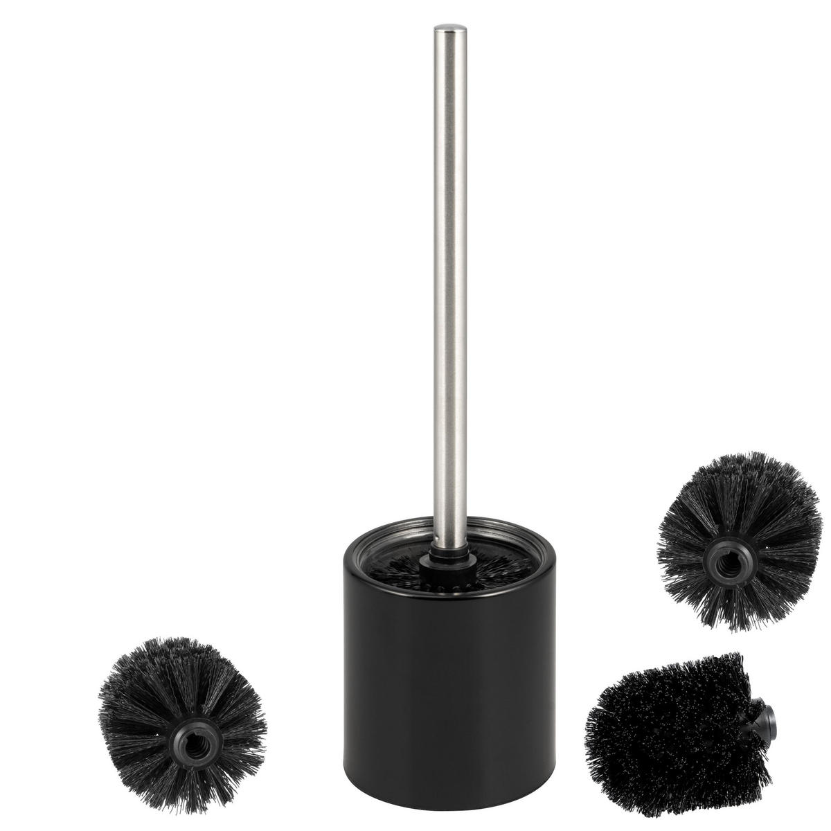 WC-GARNITUR TIRANO, Edelstahl, schwarz - Schwarz, Metall (10/37/10cm) - bremermann