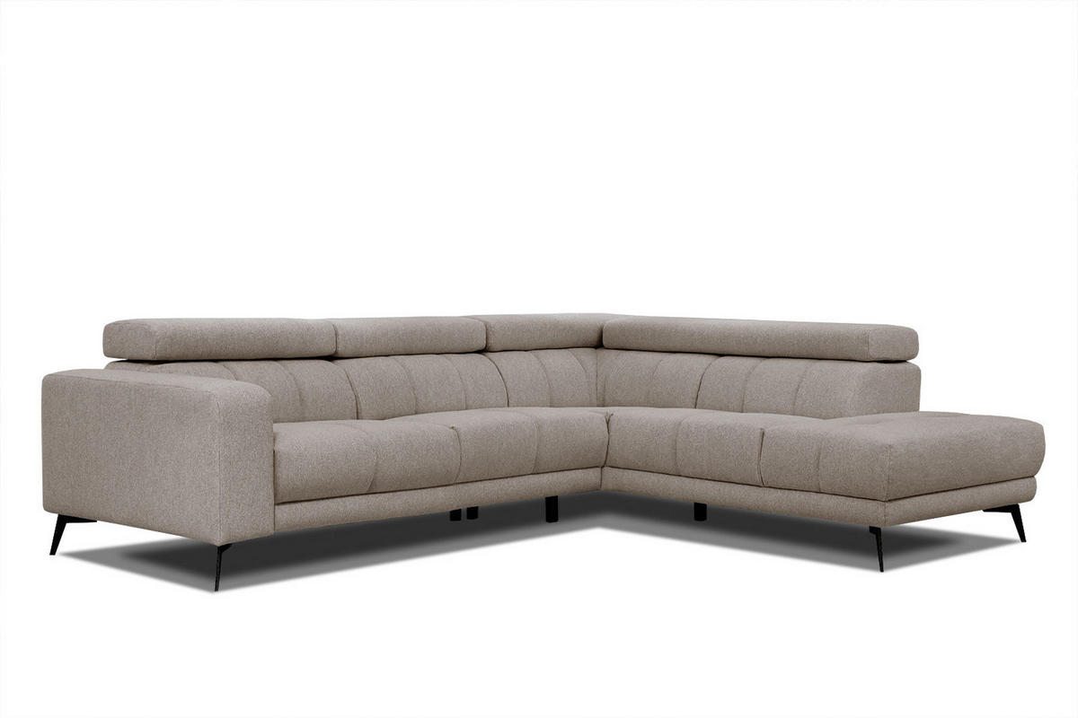 ECKSOFA MORELLO 5-Sitzer, taupe - Taupe/Schwarz, Holzwerkstoff/Textil (287/228cm) - Courtois Laville