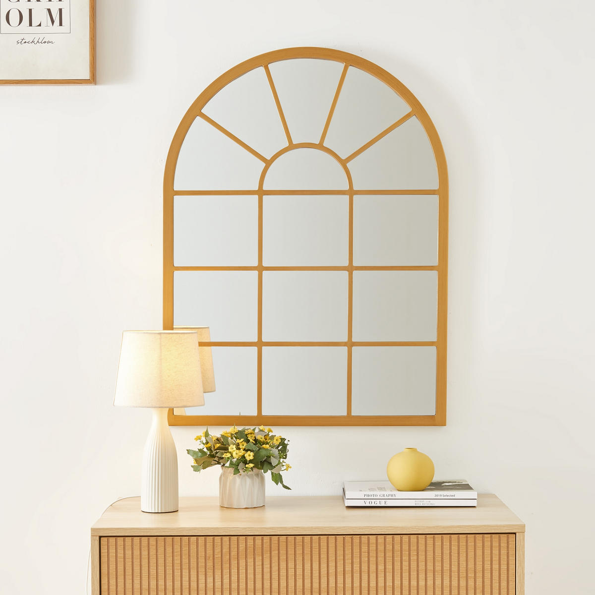 WANDSPIEGEL Villalago - Goldfarben, Glas/Holzwerkstoff (60/80/1.8cm) - [en.casa]
