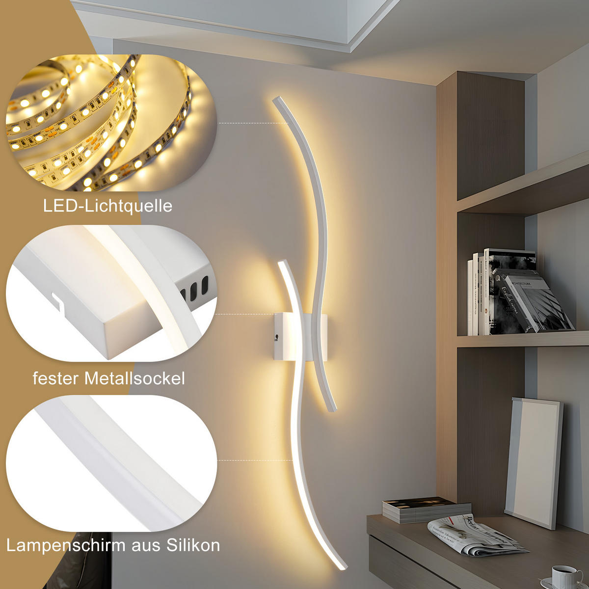 LED-WANDLEUCHTE Hellor 101.5/13.5/4.9 cm - Weiß, Metall (13.5/4.9/101.5cm) - ZMH