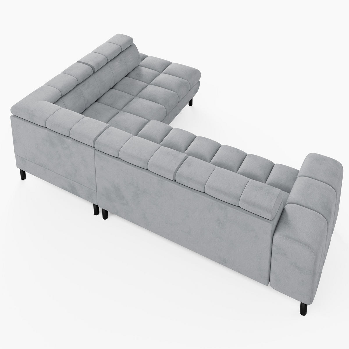 ECKSOFA CANDY CANE Rechts Hellrosa Velours-Stoff mit Schlaffunktion und Bettkasten - Pink, Textil (264/192cm) - Barchello