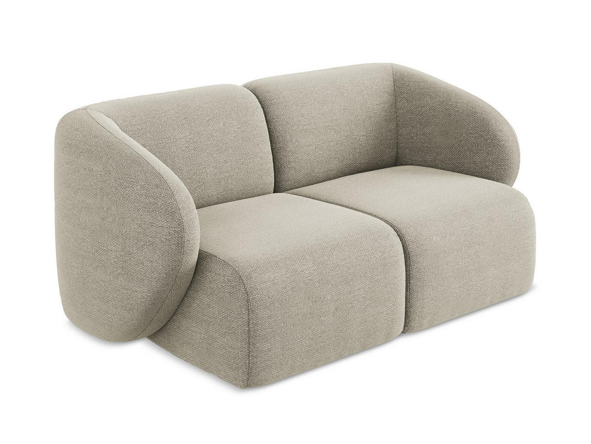 2-SITZER-SOFA Bouclé Stoff Grau - Taupe/Schwarz, Holzwerkstoff/Kunststoff (174/75/94cm) - Makamii