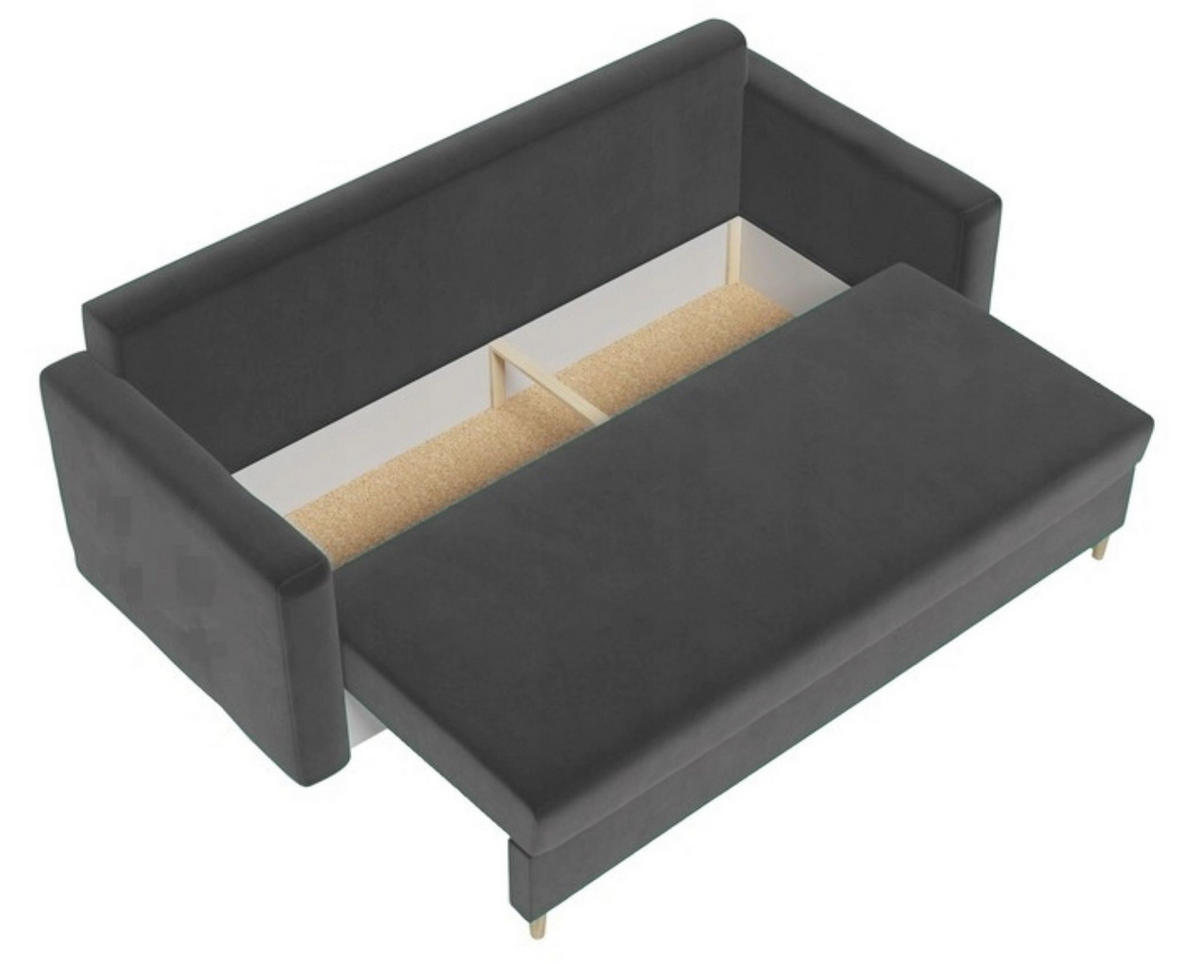 SCHLAFSOFA ARO, Sofa mit Schlaffunktion und Bettkasten, Veloursstoff, Frabe: Grau - Grau, Textil (217/100/87cm) - Sepro Meble