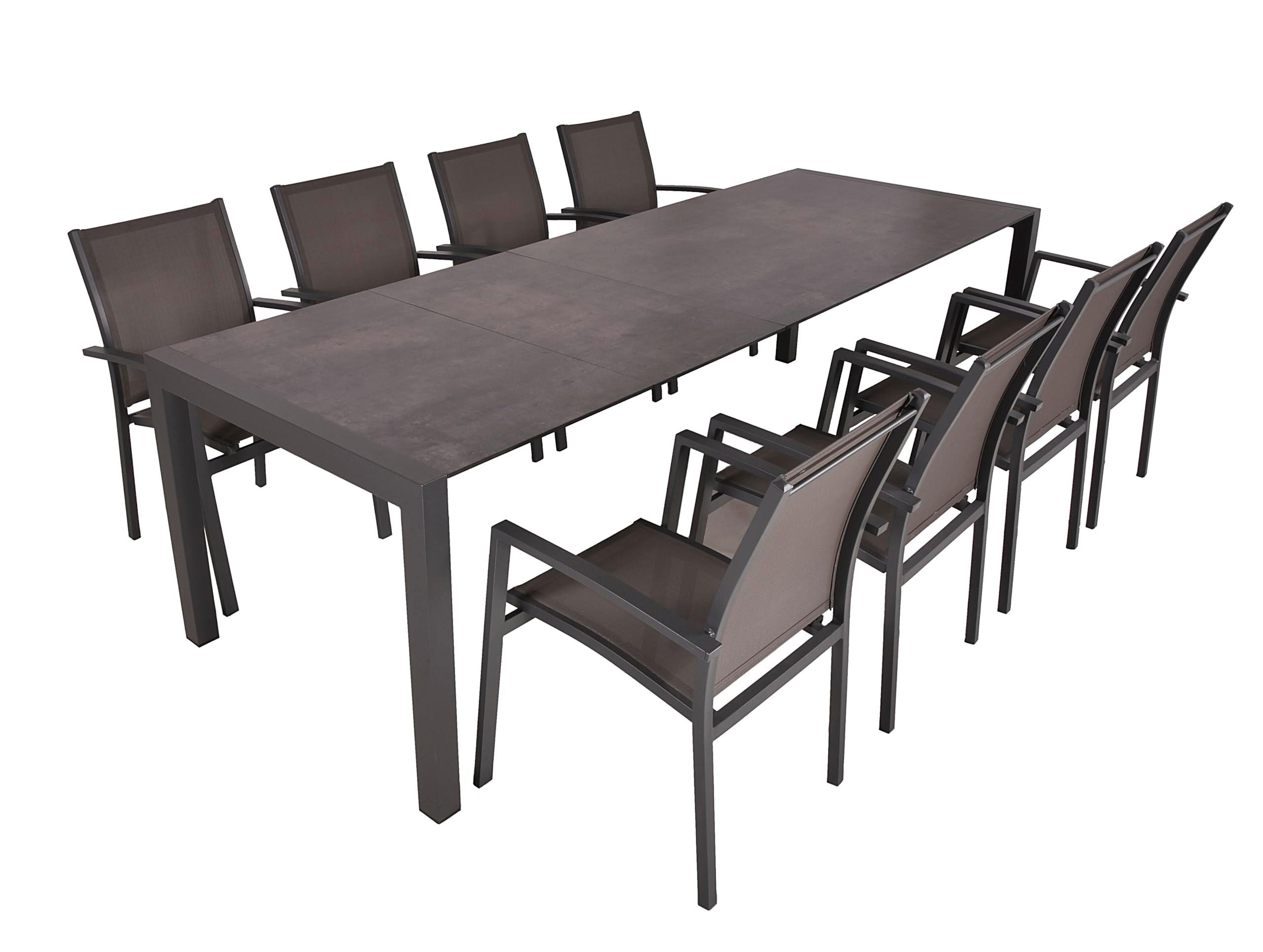 GARTEN-SITZGRUPPE Hauke 9-teilig Gartenmöbel-Set - Dunkelbraun, Kunststoff - DELUKE