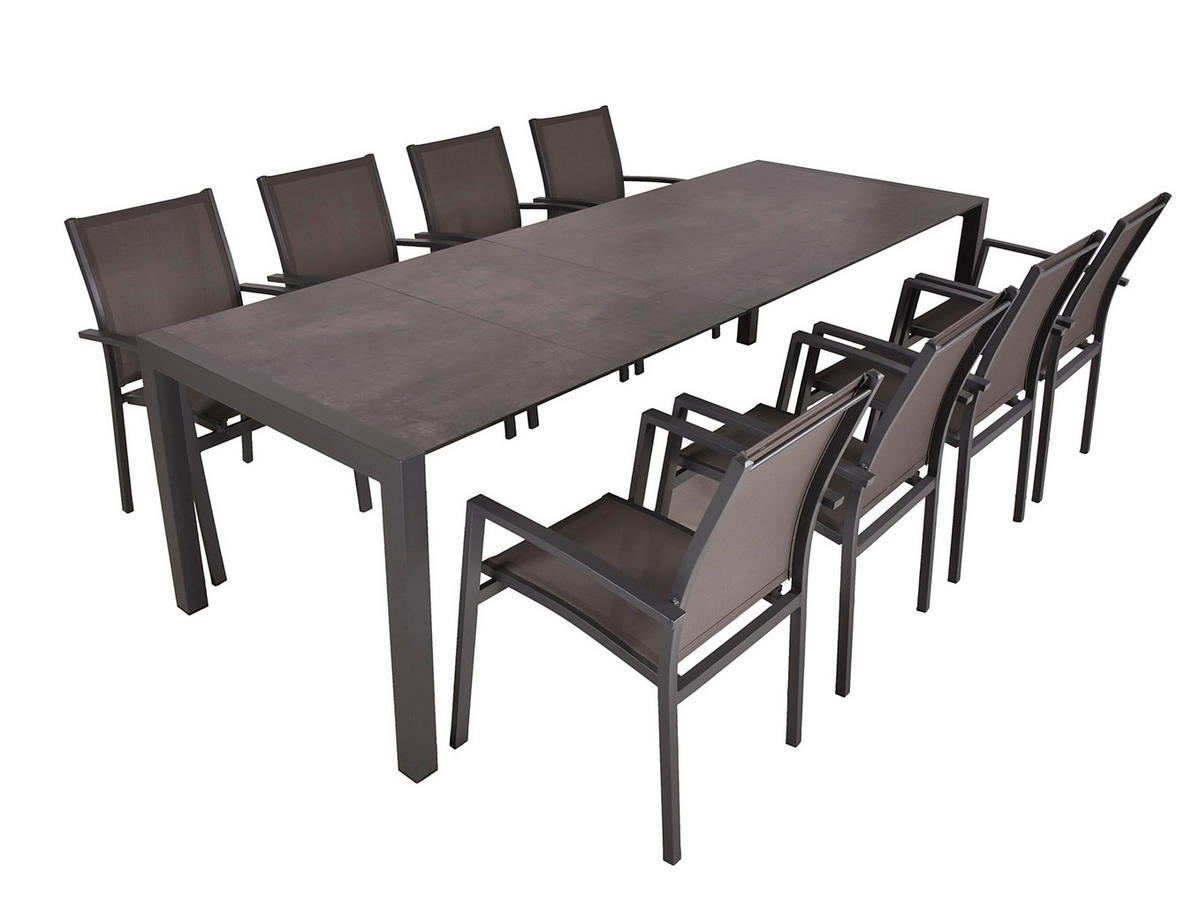 GARTEN-SITZGRUPPE Hauke 9-teilig Gartenmöbel-Set - Dunkelbraun, Kunststoff - DELUKE