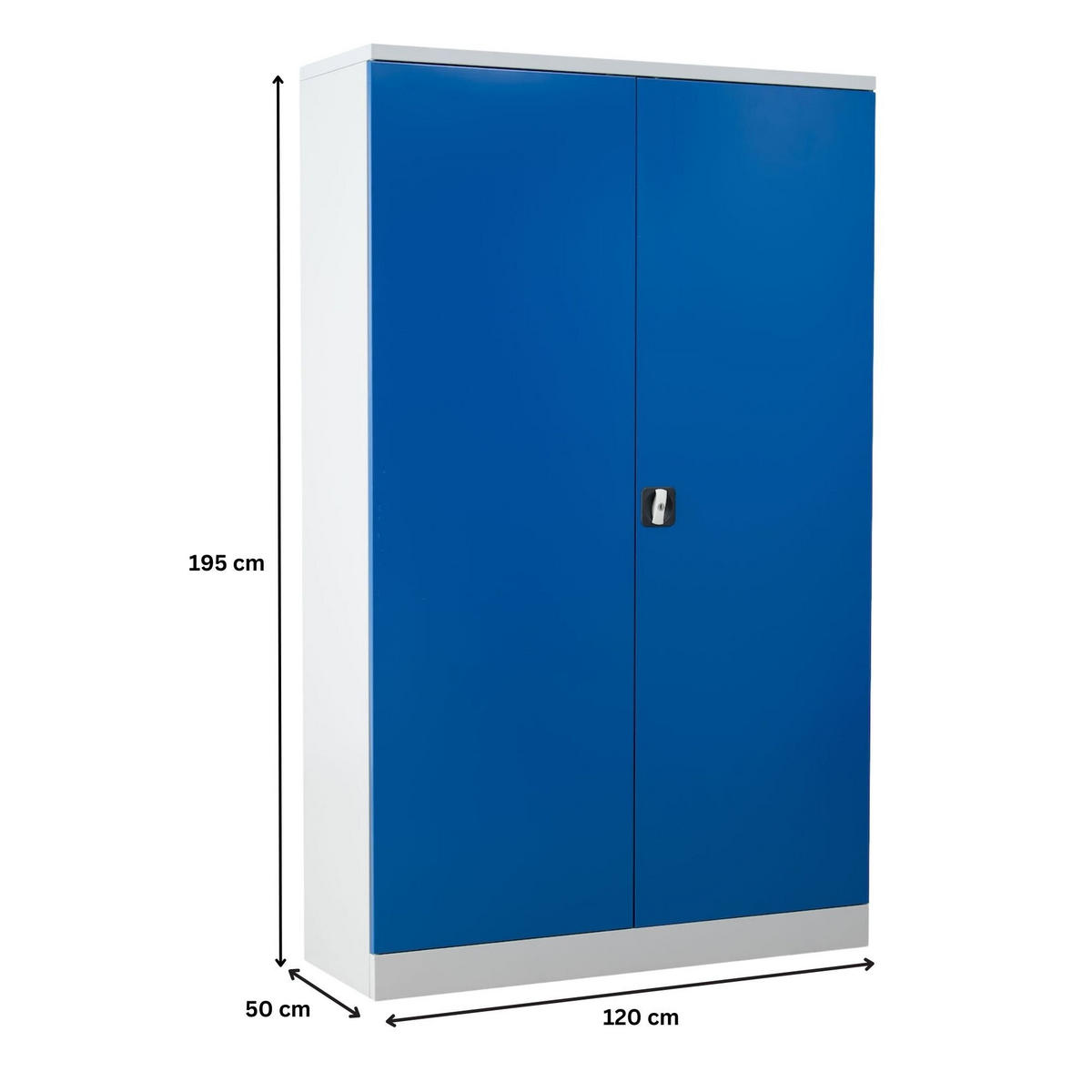 STAHLSCHRANK Bee mit 6 lackierten Fachböden 195x120x50 cm Korpusfarbe Lichtgrau Frontfarbe Enzianblau - Blau, Metall (120/195/50cm)