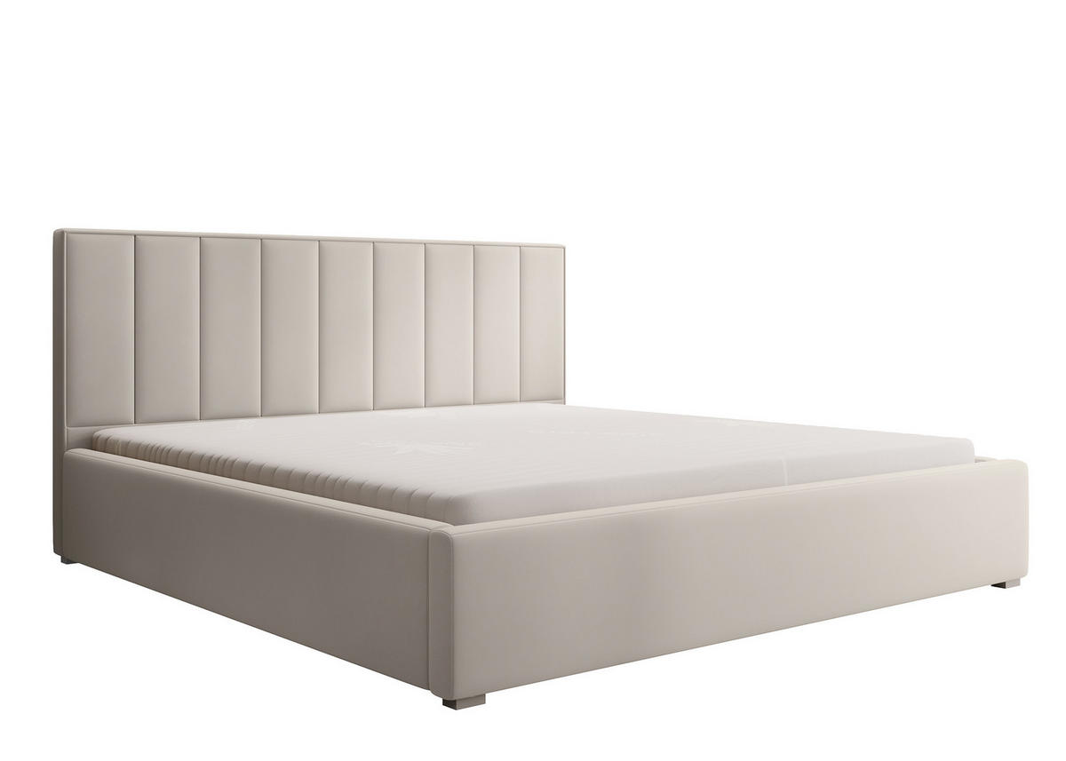 POLSTERBETT Rinus Cremeweiß Plüsch mit Bettkasten 160 cm - Creme, Textil (160/200cm) - Selsey