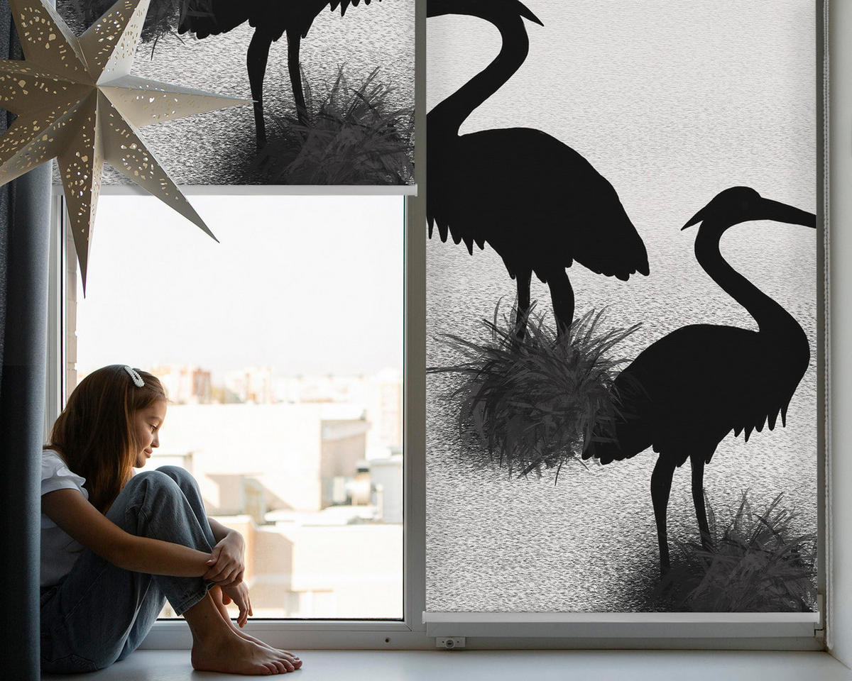 VNÚTORNÁ roleta - okenná roleta - roleta - 100x100 cm - Volavky - sivá, plast (100/100/0.5cm) - TULUP