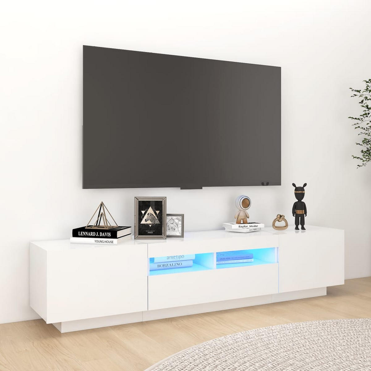 TV-SCHRANK Mit Led-Leuchten Weiss 180/35/40 Cm - Weiß, Holzwerkstoff (35/40/180cm) - vidaXL