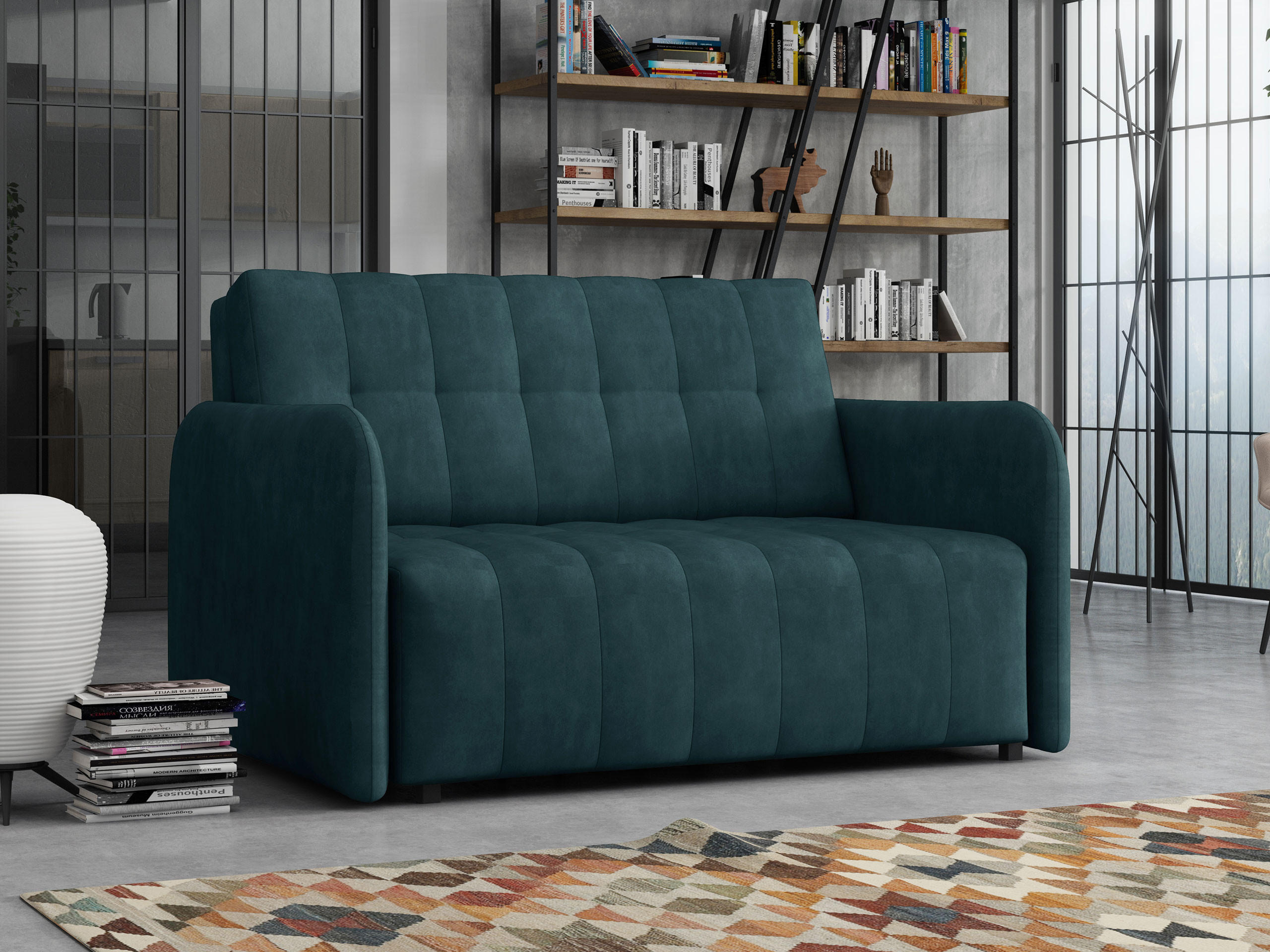 SCHLAFSOFA Viva Grand II - Türkis/Schwarz, Holz/Kunststoff (125/85/95cm) - MIRJAN24