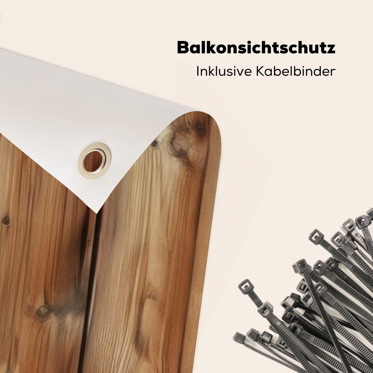BALKON-SICHTSCHUTZ Holz - Regale - Braun - Buchefarben, Kunststoff (200/90cm) - MuchoWow