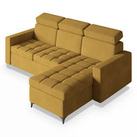 ROHOVÁ SEDAČKA KAME žlutá - černá/žlutá, kov/dřevo (227/168cm) - MASSENO