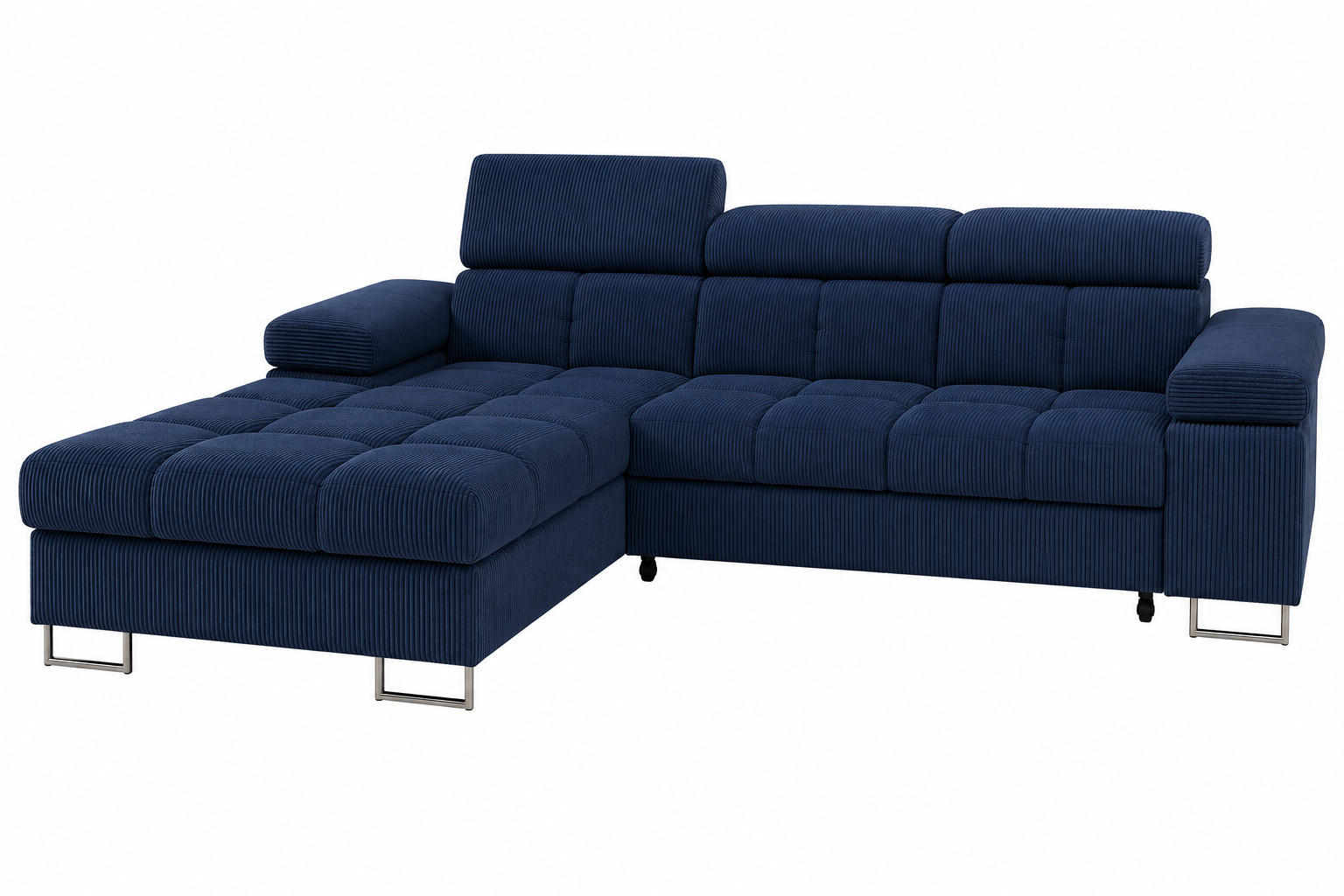 ECKSOFA COMODO Links mit Schlaffunktion & Bettkasten Marineblau - Dunkelblau, Textil (203/271cm) - KS Home Concept