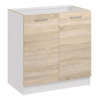 KÜCHENUNTERSCHRANK D80 2D licht sonoma - Sonoma Eiche, Holzwerkstoff (80/82/44cm) - roe furniture