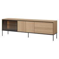 TV-LOWBOARD 1D1W2S 197 Visso VI-08 - Eichefarben/Schwarz, Holzwerkstoff/Metall (197/62/41cm) - MIRJAN24