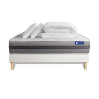 BETT Actiflex relax Taschenfederkern und Memory-Schaum 160 x 200 cm h1 - Kit Bettgestell Weiß - Mit Kissen und Bettdecke - Beige/Weiß, Holz/Textil (160/200cm) - ACTISOM